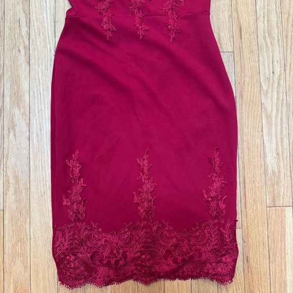 Haute Monde Dress Glam Feminine Romantic Lace Body-con Red Dress medium - Picture 3 of 7